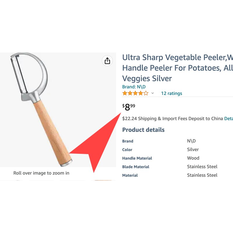 Premium Vegetable and Fruit Peeler, wood Handle and Ultra Sharp Stainless Steel Blades - For Veggie, Potato, Carrot, Apple