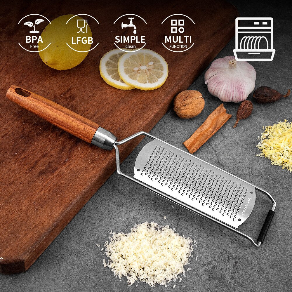 Pro Zester Grater, Lemon Zester, Parmesan Zester, Chocolate, With Razor-Sharp Stainless Steel Blade, Wood Handle