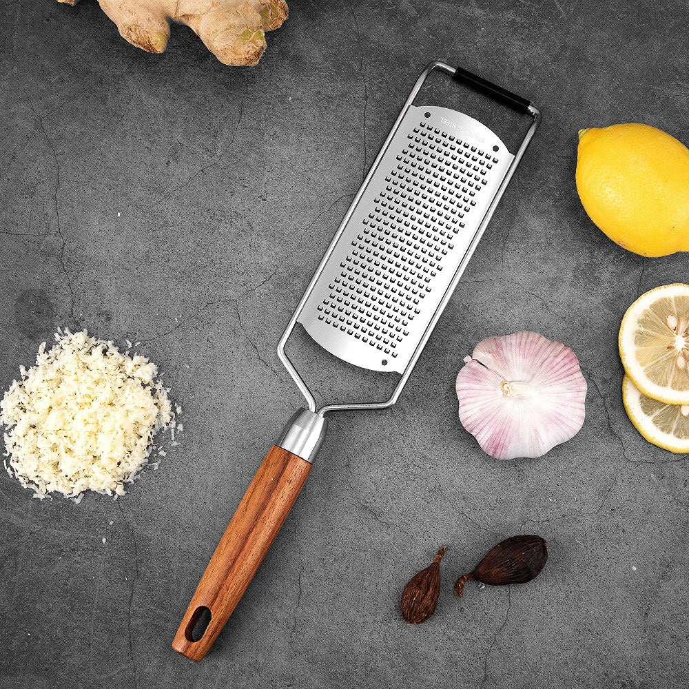 Pro Zester Grater, Lemon Zester, Parmesan Zester, Chocolate, With Razor-Sharp Stainless Steel Blade, Wood Handle