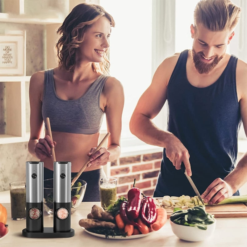 Rechargeable Electric Salt and Pepper Grinder - w/ USB Type-C Cable, Automatic Salt and Pepper Grinder Set, Kitchen accessorie
