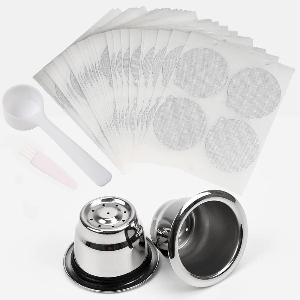 Reusable Espresso Capsules Refillable Coffee Pods, Stainless Steel Cups Filters Compatible for Nespresso Original Line Machines