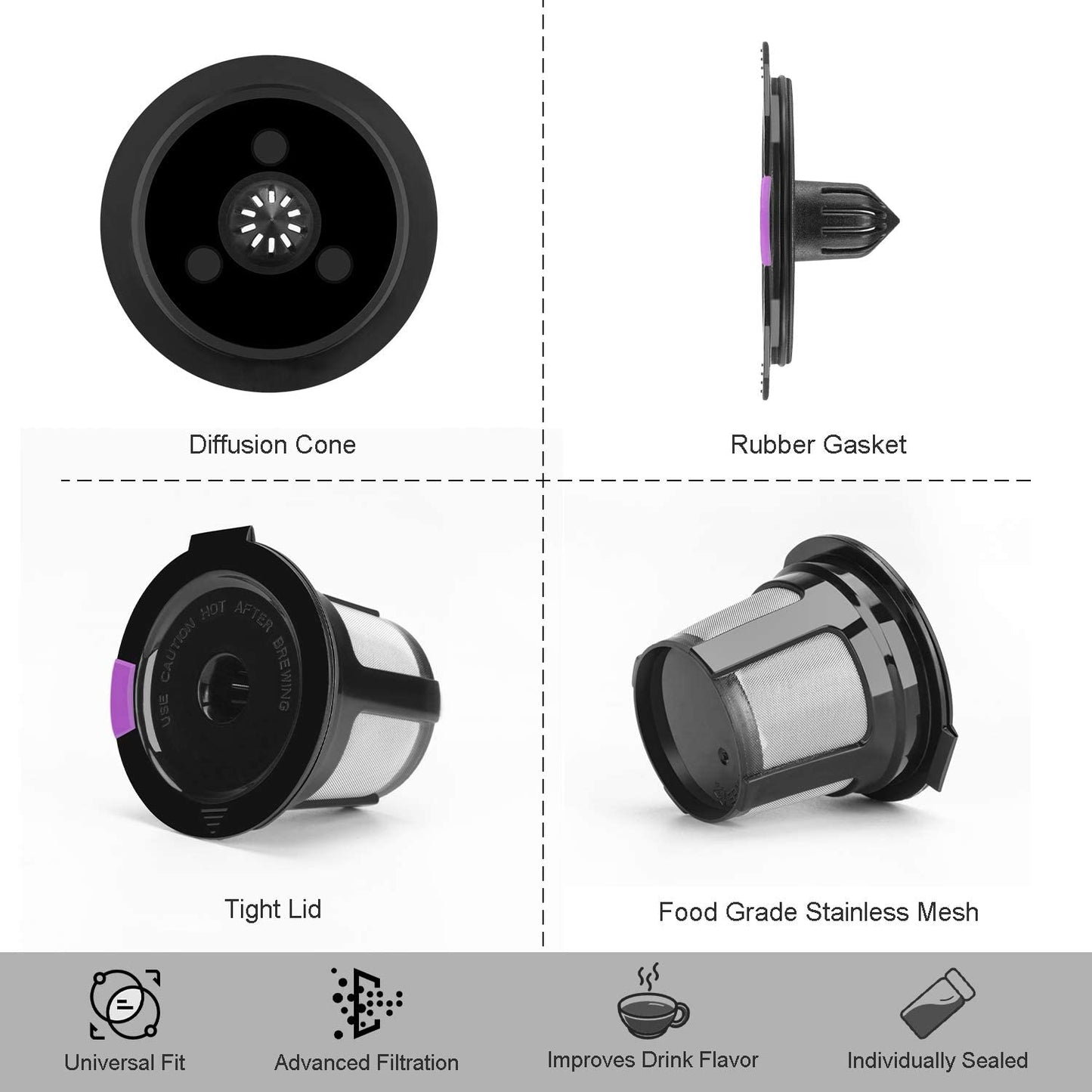 Reusable K Cups For Keurig, Reusable K CUP Coffee Filter Refillable Single K Cup for Keurig 2.0 1.0