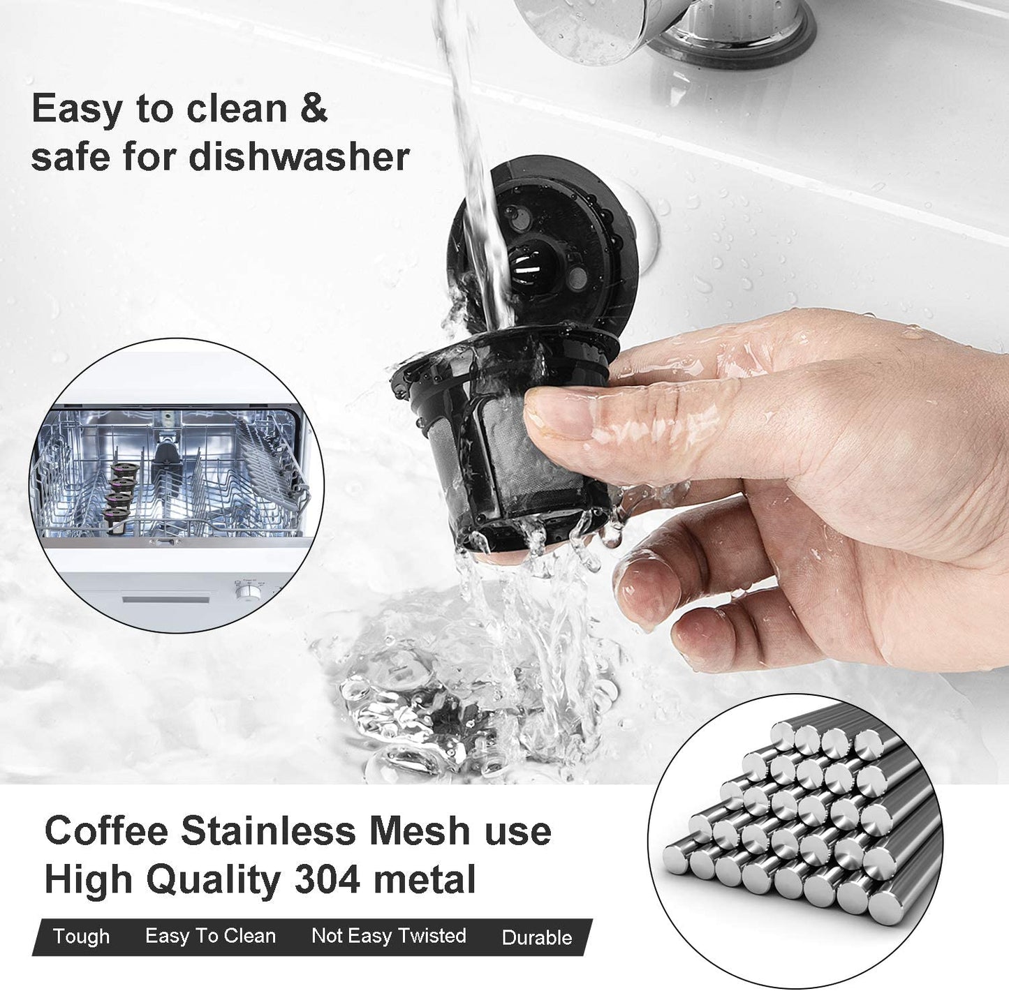 Reusable K Cups For Keurig, Reusable K CUP Coffee Filter Refillable Single K Cup for Keurig 2.0 1.0