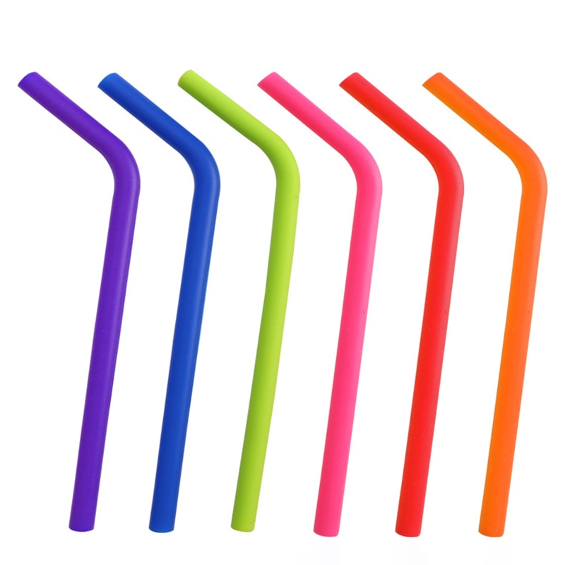 Reusable Silicone Drinking Straws, Big Size Flexible Straws - 6 Pieces(Colours may vary)