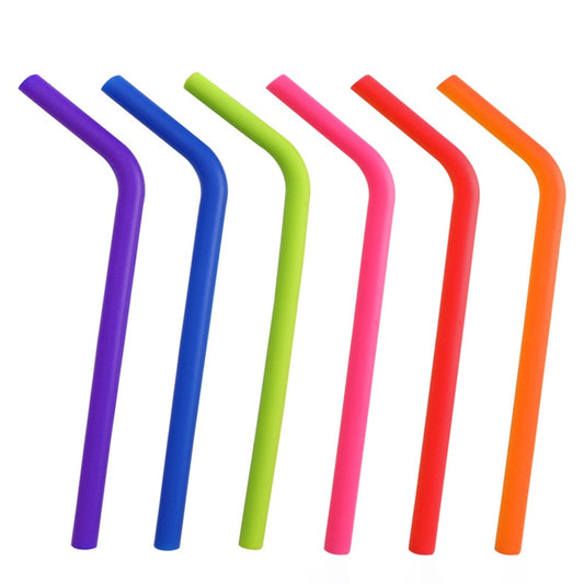 Reusable Silicone Drinking Straws, Big Size Flexible Straws - 6 Pieces(Colours may vary)