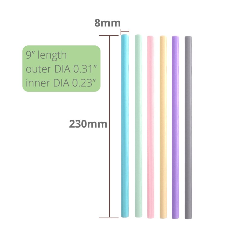 Reusable Silicone Drinking Straws, Big Size Flexible Straws - 6 Pieces(Colours may vary)
