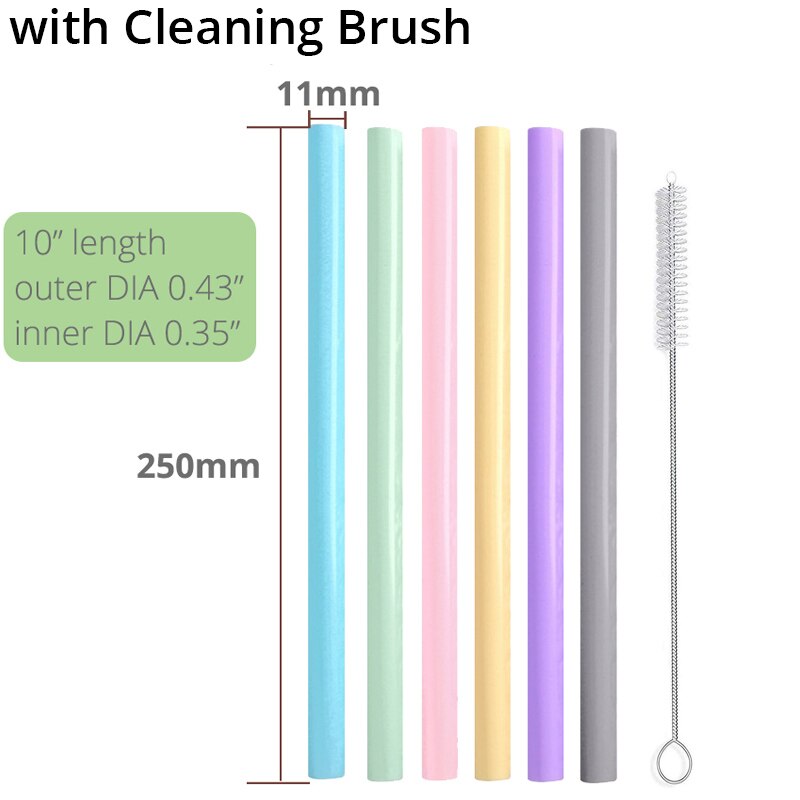Reusable Silicone Drinking Straws, Big Size Flexible Straws - 6 Pieces(Colours may vary)
