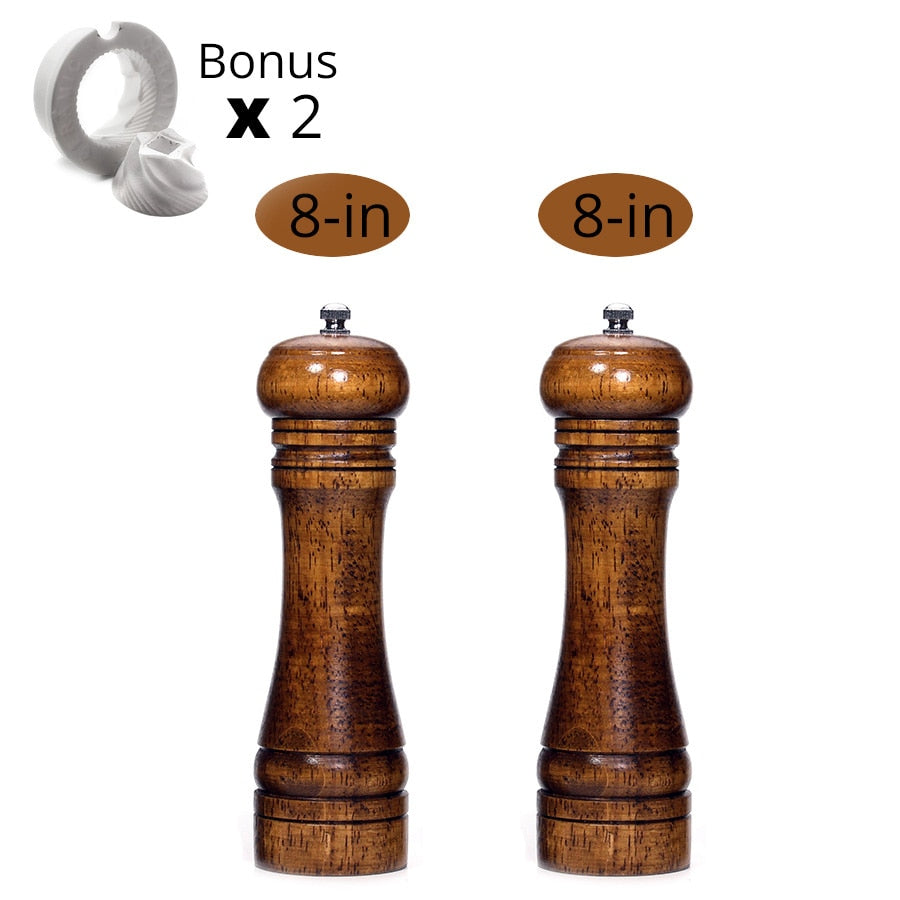 Salt and Pepper Mills, Solid Wood Pepper Mill with Strong Adjustable Ceramic Grinder  5&quot; 8&quot; 10&quot; - Kitchen Tools by Leeseph