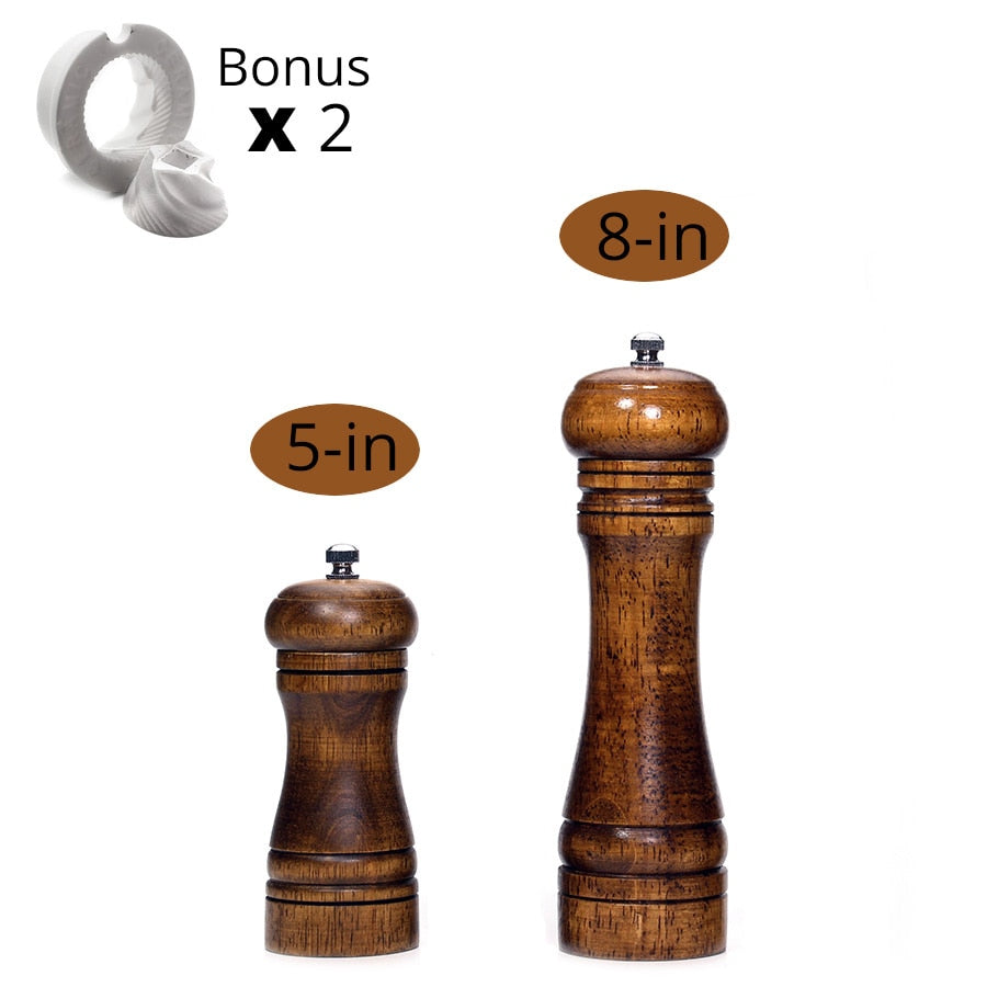 Salt and Pepper Mills, Solid Wood Pepper Mill with Strong Adjustable Ceramic Grinder  5&quot; 8&quot; 10&quot; - Kitchen Tools by Leeseph