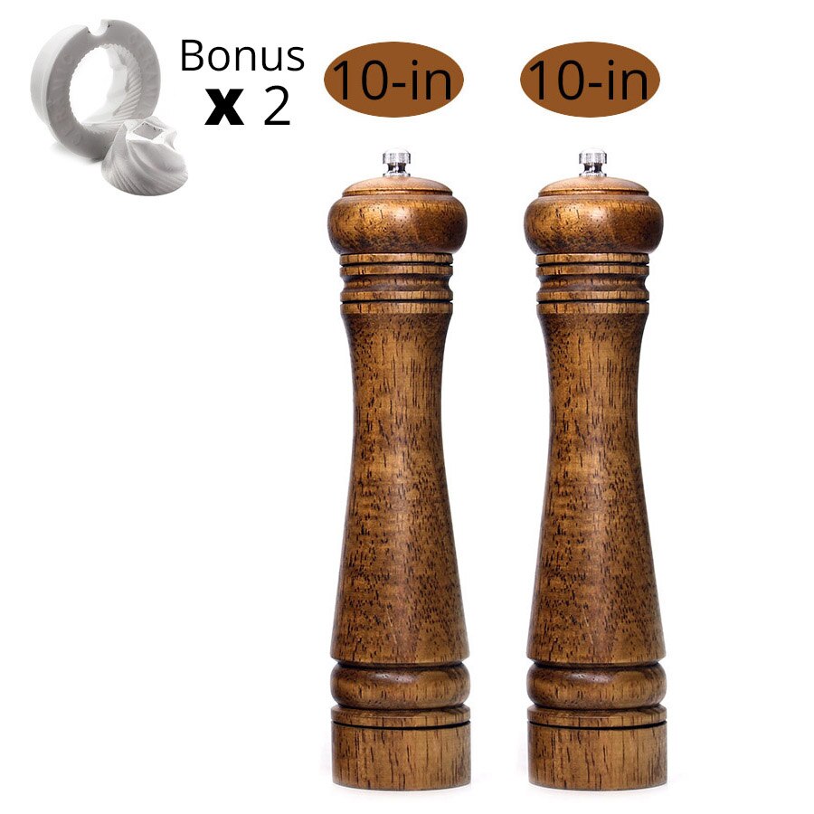 Salt and Pepper Mills, Solid Wood Pepper Mill with Strong Adjustable Ceramic Grinder  5&quot; 8&quot; 10&quot; - Kitchen Tools by Leeseph