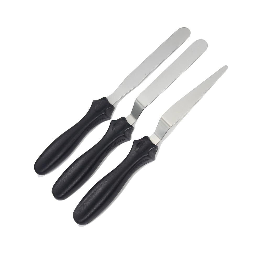 Small Cranked / Angled Spatula Palette Knife set of 3,  Cakes / Icing / Sugarcraft / Fondant - Cake decoration tools