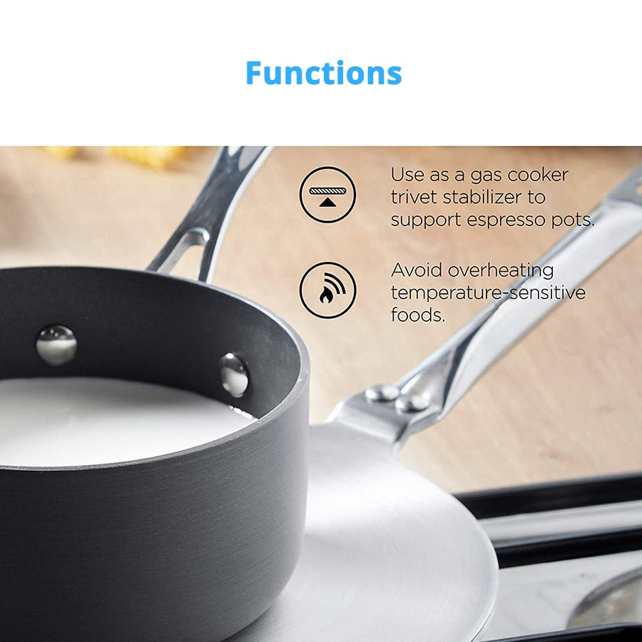 Stainless Steel Gas and Electric Stovetop Heat Diffuser Ring Plate, Available in 7.6 or 9.25 inch Sizes