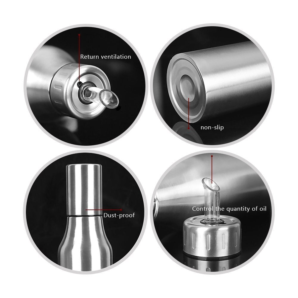 Stainless Steel Olive Oil Dispenser, Leakproof Oil Vinegar Pourer Bottle for Kitchen Accessories