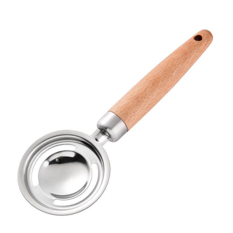Stainless Steel Wooden Handle Whisk, Egg Mixer Egg Yolk Separator Wisk Kitchen Tool Egg Beater for Eggs and Egg Whites Blending