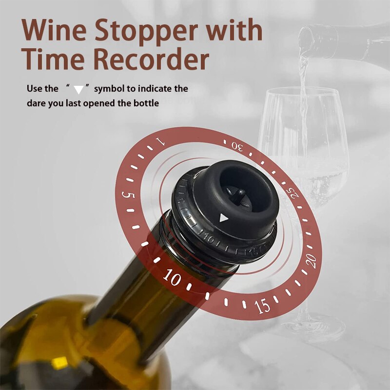 Vacuum Wine Bottle Stopper, Reusable Wine Vacuum Pump with 4 Food-grade Silicone Leakproof Wine Stoppers (Set)