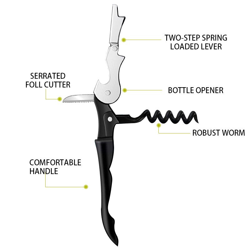 Waiter Corkscrew, Wine Opener with Serrated Foil Cutter, Double Lever Wine Bottle Opener for Bartenders and Gifts