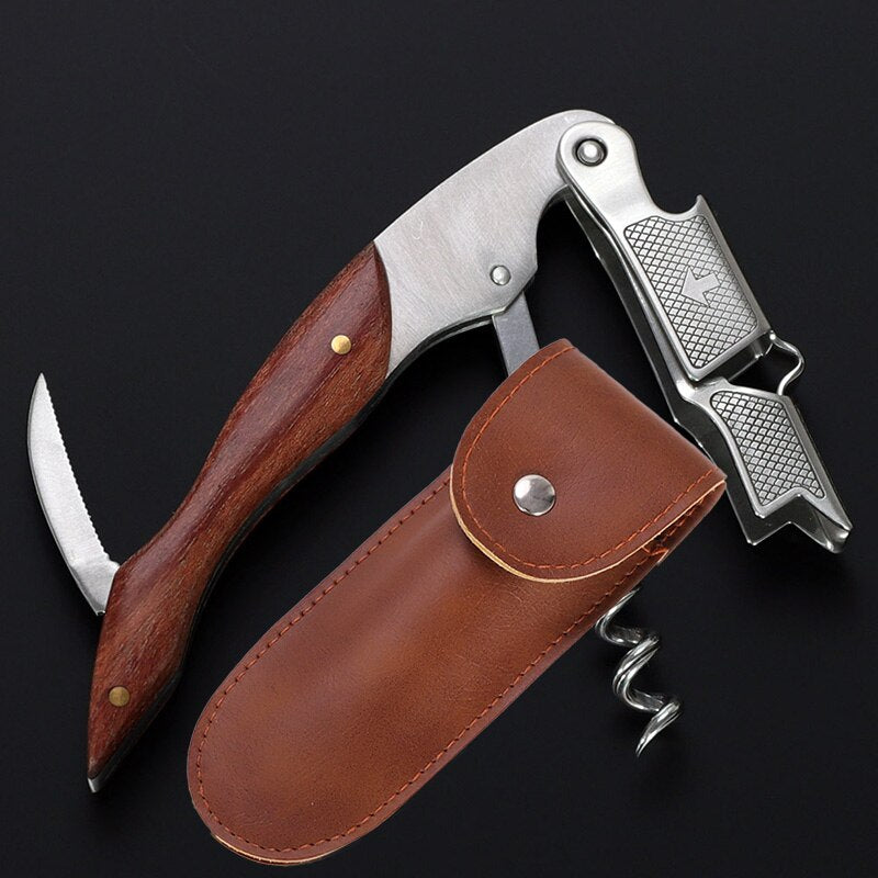 Waiters Corkscrew - Rosewood - French Patented Spring-Loaded Double Lever Wine Bottle Opener for Bartenders and Gifts