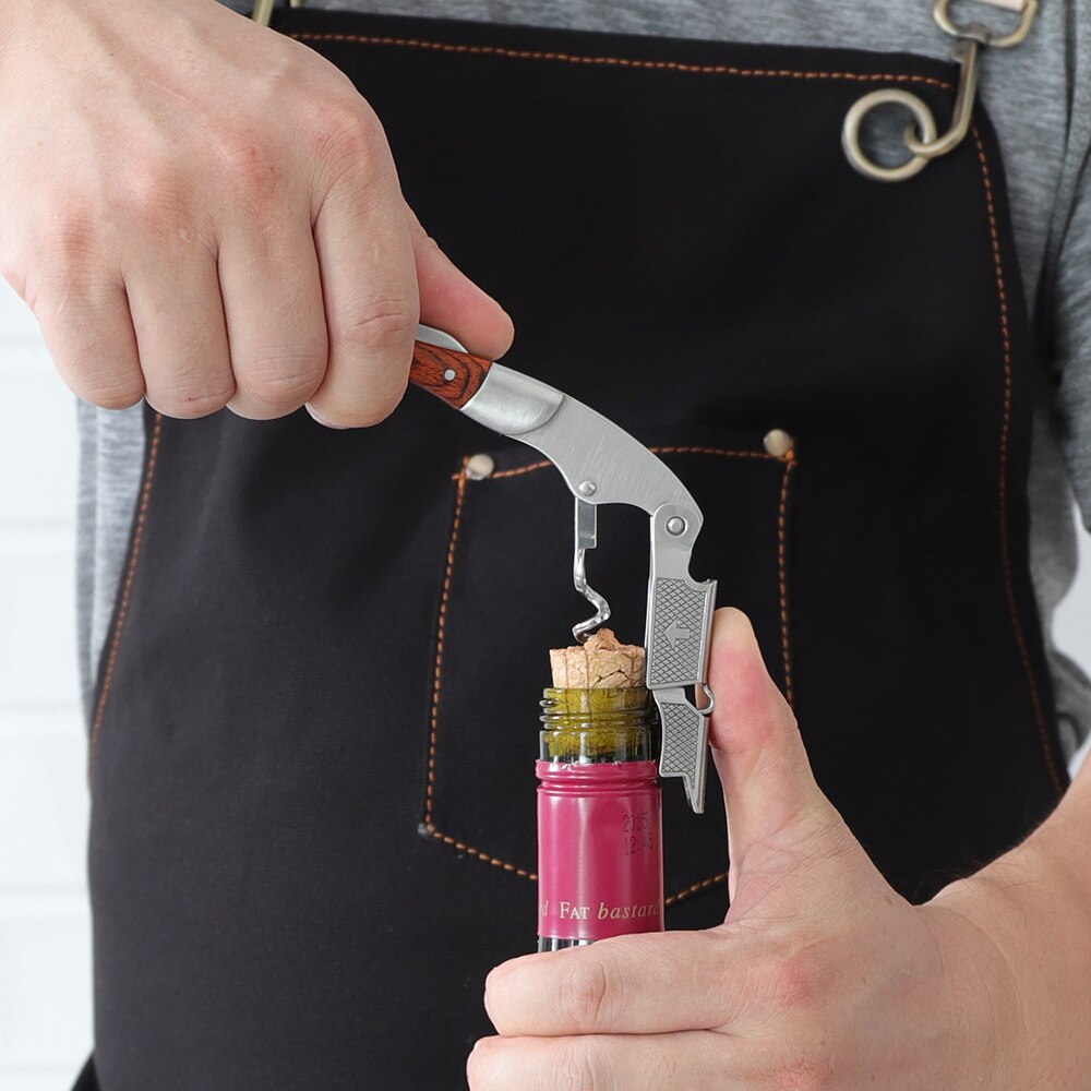 Waiters Corkscrew - Rosewood - French Patented Spring-Loaded Double Lever Wine Bottle Opener for Bartenders and Gifts