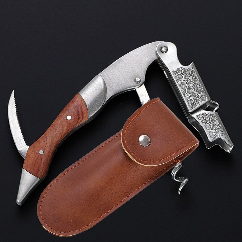 Waiters Corkscrew - Rosewood - French Patented Spring-Loaded Double Lever Wine Bottle Opener for Bartenders and Gifts