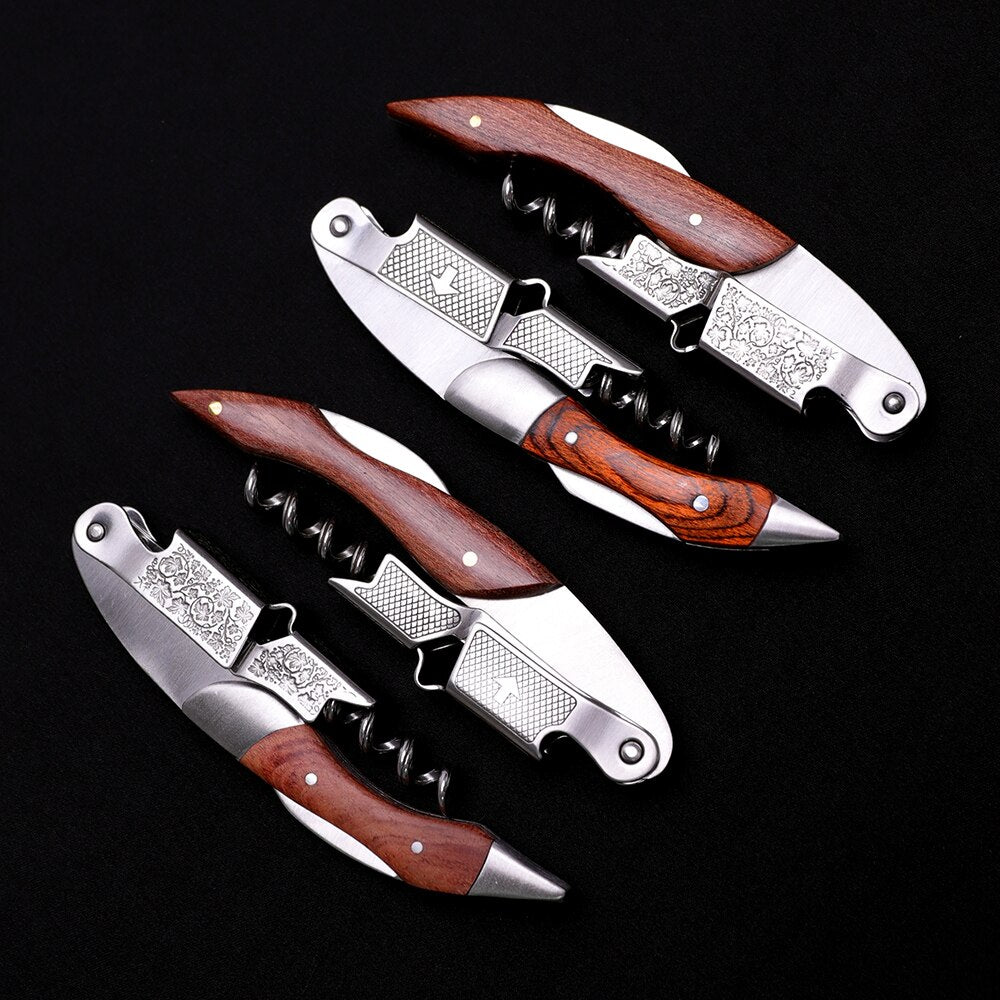 Waiters Corkscrew - Rosewood - French Patented Spring-Loaded Double Lever Wine Bottle Opener for Bartenders and Gifts