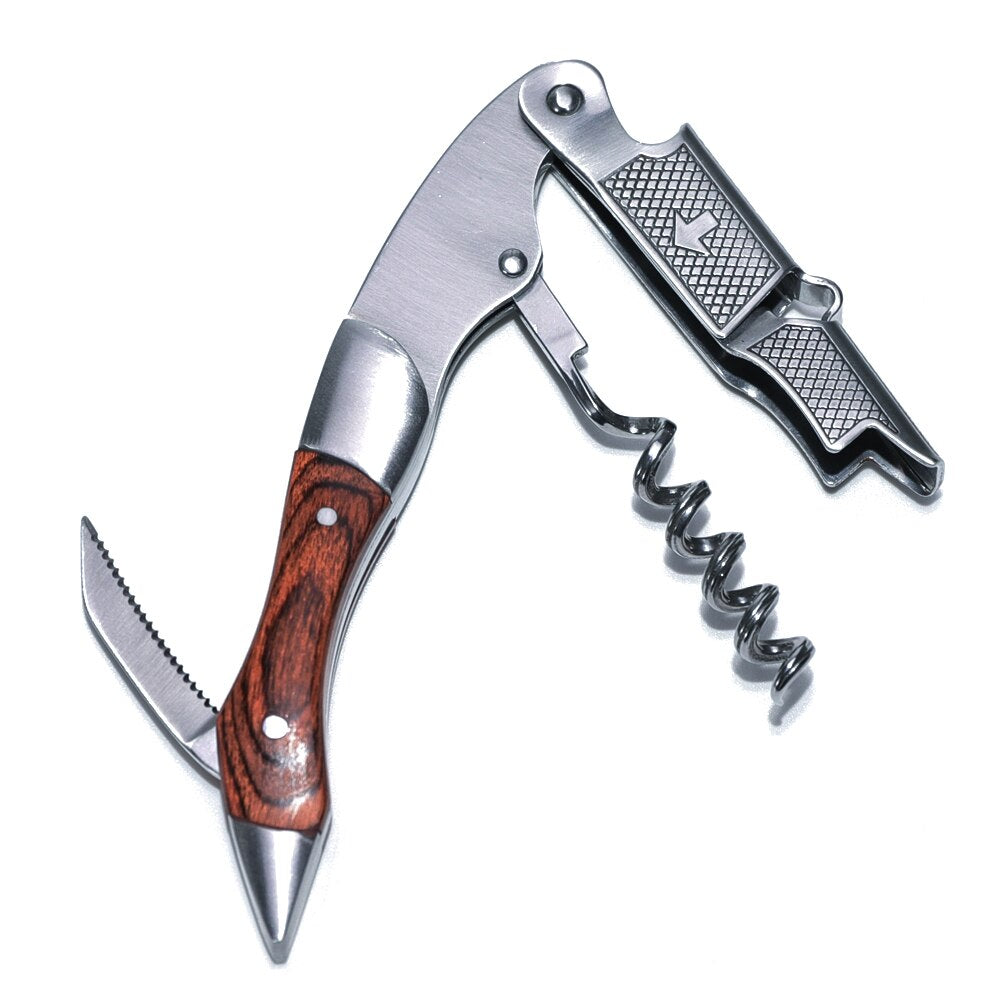 Waiters Corkscrew - Rosewood - French Patented Spring-Loaded Double Lever Wine Bottle Opener for Bartenders and Gifts