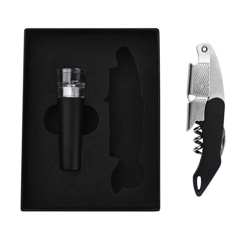 Waiters Corkscrew and Wine Stopper, Wine Key with Foil Cutter Reusable Vacuum Wine Stopper for Bartenders and Gifts