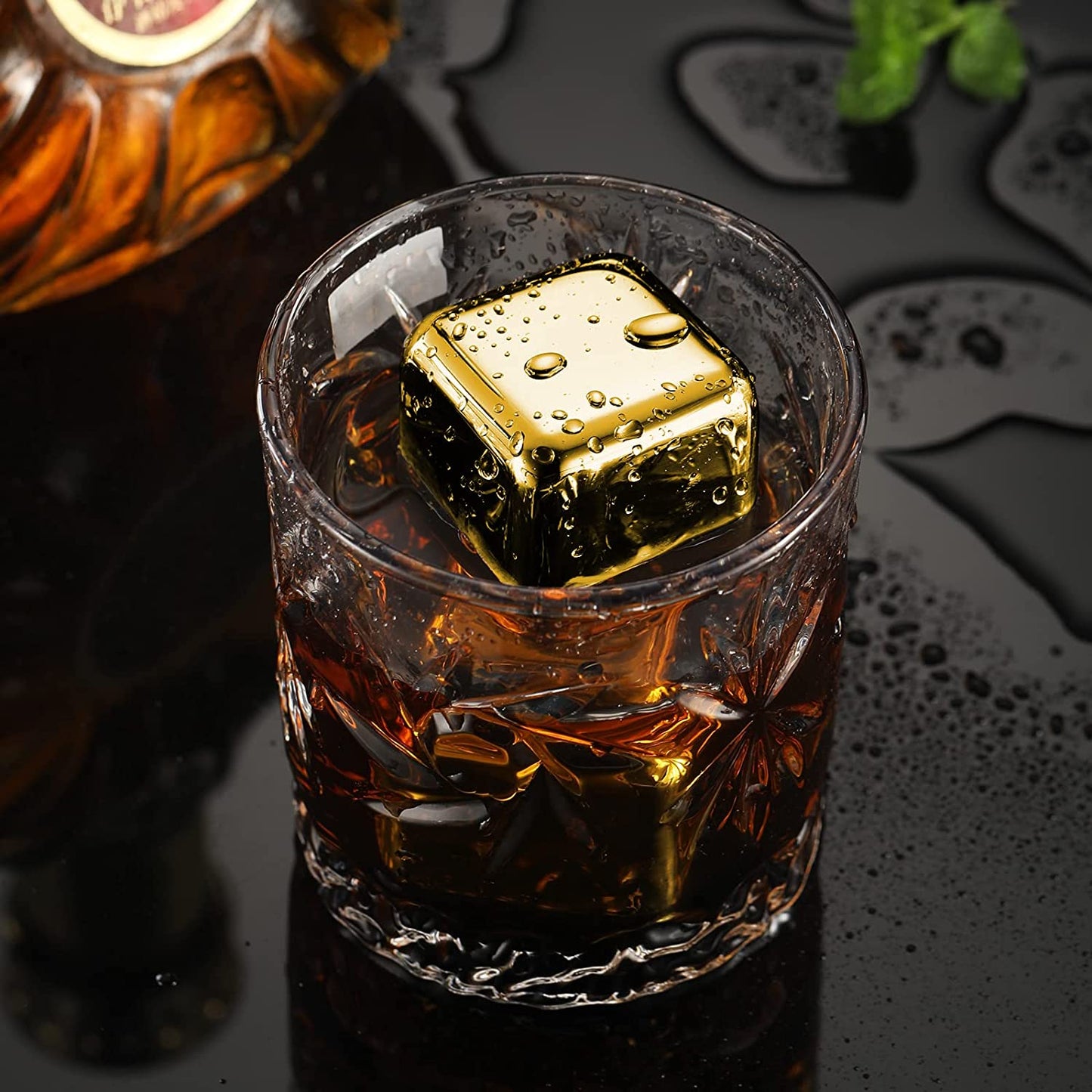 Whiskey Stones, Cooling Whisky Rocks, Metal Ice Cubes Chilling Stones For Whiskey Vodka Liqueurs Wine Beverage Juice or Soda