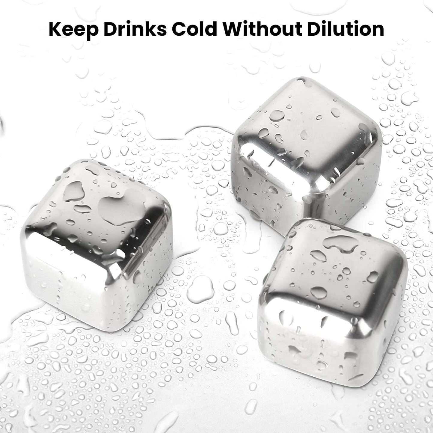 Whiskey Stones, Reusable Ice Cubes, Stainless Steel Ice Cubes, For Whiskey Vodka Liqueurs Wine Beverage Juice or Soda