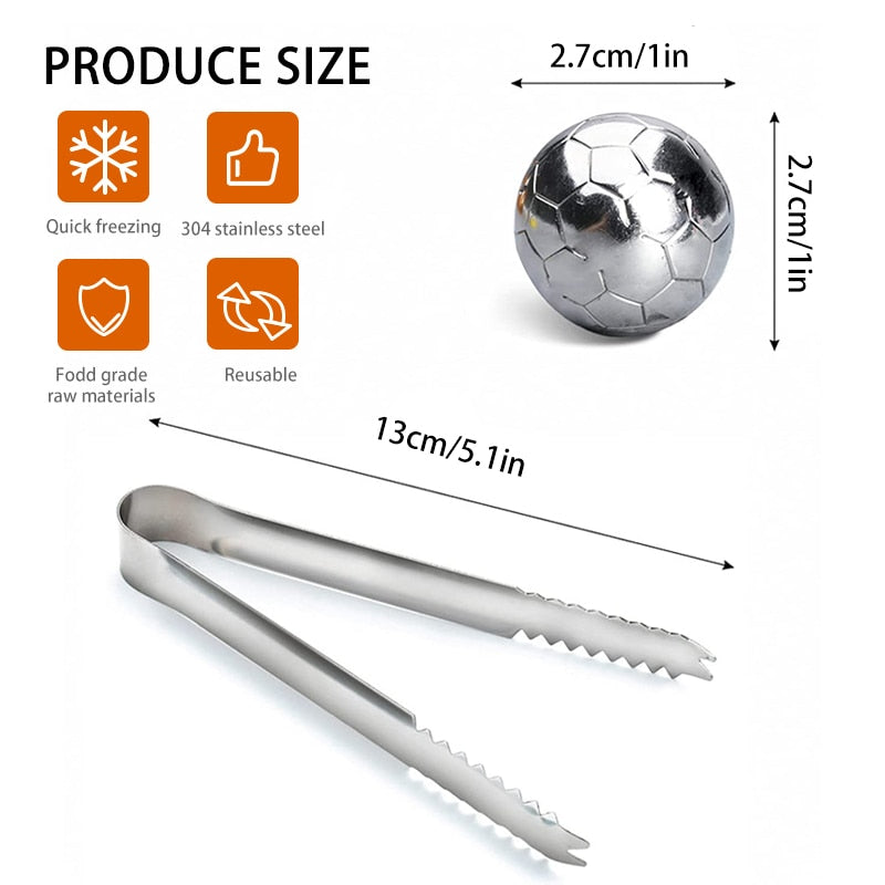 Whiskey Stones, Soccer Whiskey Balls Stainless Steel Ice Ball Reusable Chilling Stones for Beer Liquor Juice Drinks Vodka