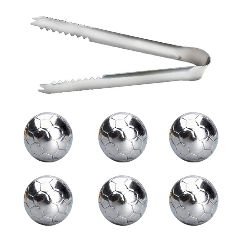 Whiskey Stones, Soccer Whiskey Balls Stainless Steel Ice Ball Reusable Chilling Stones for Beer Liquor Juice Drinks Vodka