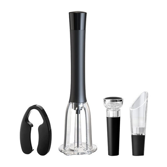 Wine Bottle Opener, Air Pressure Pump Corkscrew with Foil Cutter, Aerator Pourer and Vacuum Stopper for Party 4-in-1 Gift Set
