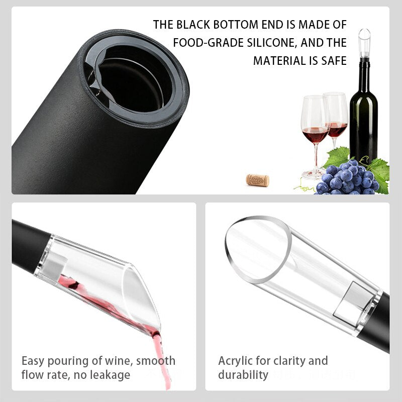Wine Bottle Opener, Air Pressure Pump Corkscrew with Foil Cutter, Aerator Pourer and Vacuum Stopper for Party 4-in-1 Gift Set