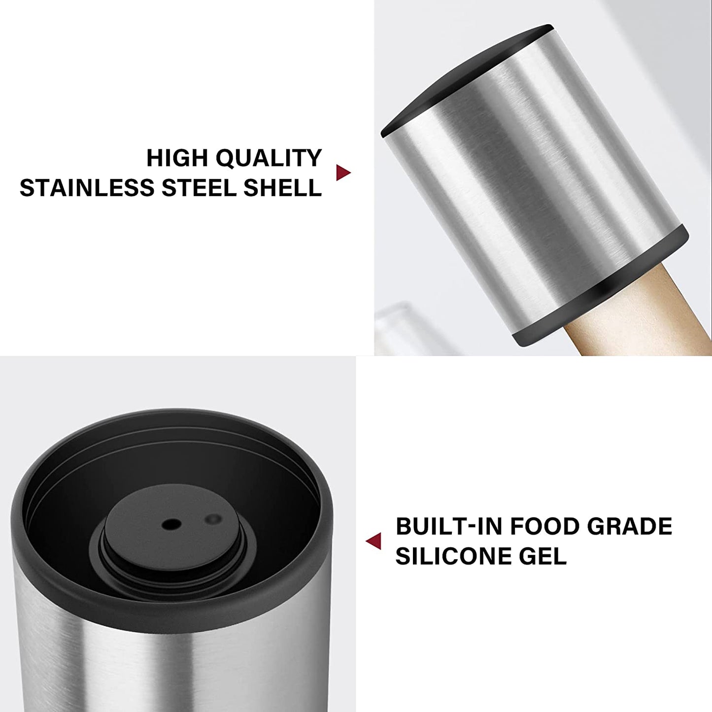 Wine Bottle Stopper, Vacuum Leakproof Wine Stopper for Wine Bottle, Bottle Sealer Keeps Wine Fresh for Family Gifts