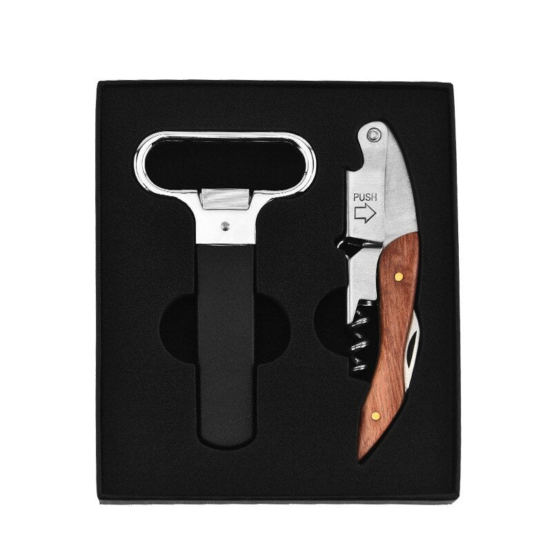 Wine Opener Set, Two-Prong Cork Puller, Waiters Corkscrew, Old Wine Beer Bottle Opener - Perfect Wine Accessories Gift