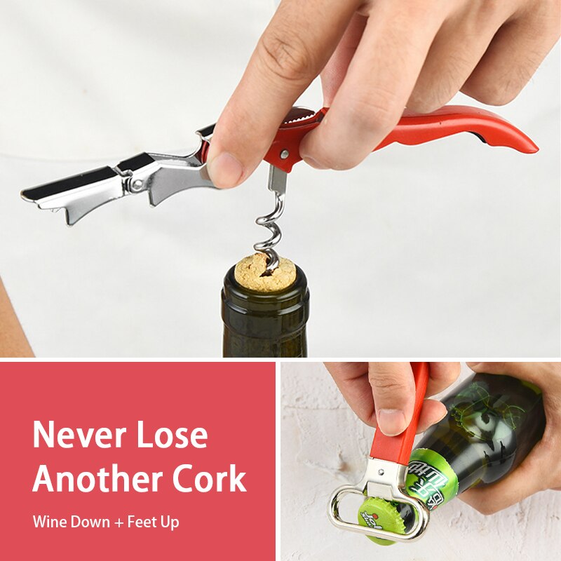 Wine Opener, Two-Prong Cork Puller Waiters Corkscrew Wine Cork Opener, Beer-Bottle Opener for Bartenders and Gifts