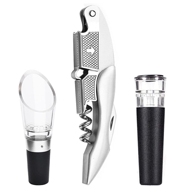 Wine Opener, Waiters Corkscrew, Wine Accessories Gift Set, Including Wine Corkscrew Bottle Opener, Wine Stopper, Wine Pourer