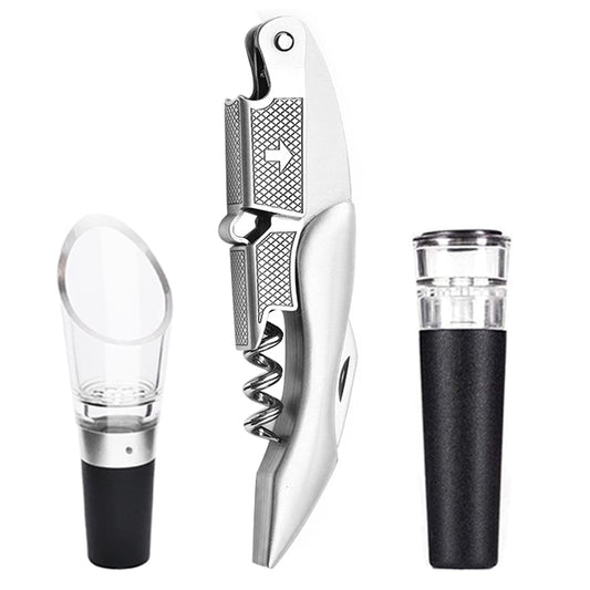 Wine Opener, Waiters Corkscrew, Wine Accessories Gift Set, Including Wine Corkscrew Bottle Opener, Wine Stopper, Wine Pourer
