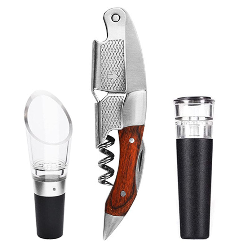 Wine Opener, Waiters Corkscrew, Wine Accessories Gift Set, Including Wine Corkscrew Bottle Opener, Wine Stopper, Wine Pourer