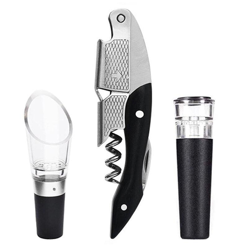 Wine Opener, Waiters Corkscrew, Wine Accessories Gift Set, Including Wine Corkscrew Bottle Opener, Wine Stopper, Wine Pourer