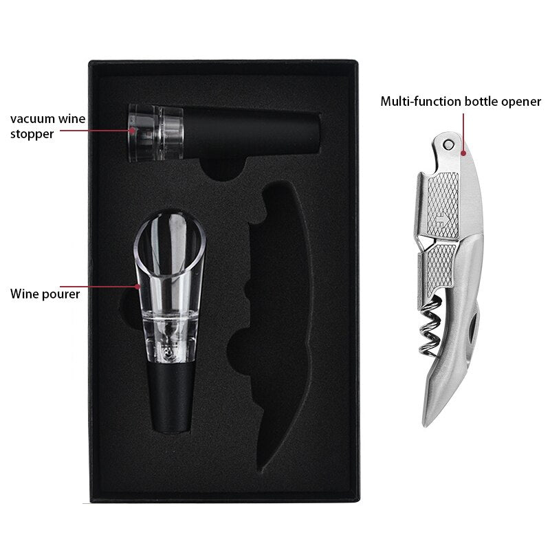 Wine Opener, Waiters Corkscrew, Wine Accessories Gift Set, Including Wine Corkscrew Bottle Opener, Wine Stopper, Wine Pourer