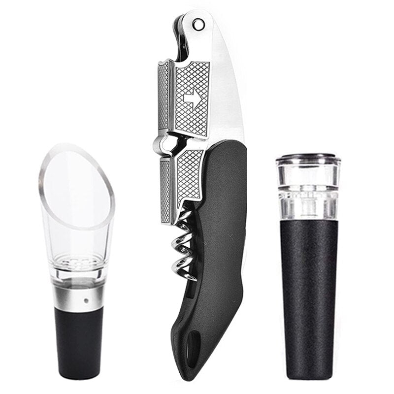 Wine Opener, Waiters Corkscrew, Wine Accessories Gift Set, Including Wine Corkscrew Bottle Opener, Wine Stopper, Wine Pourer