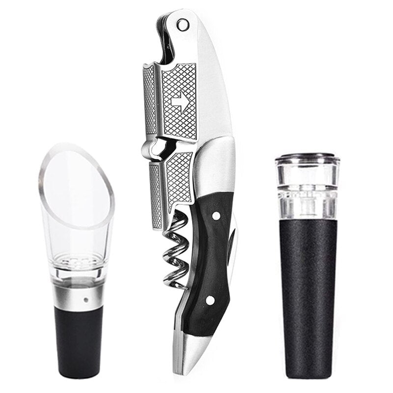 Wine Opener, Waiters Corkscrew, Wine Accessories Gift Set, Including Wine Corkscrew Bottle Opener, Wine Stopper, Wine Pourer