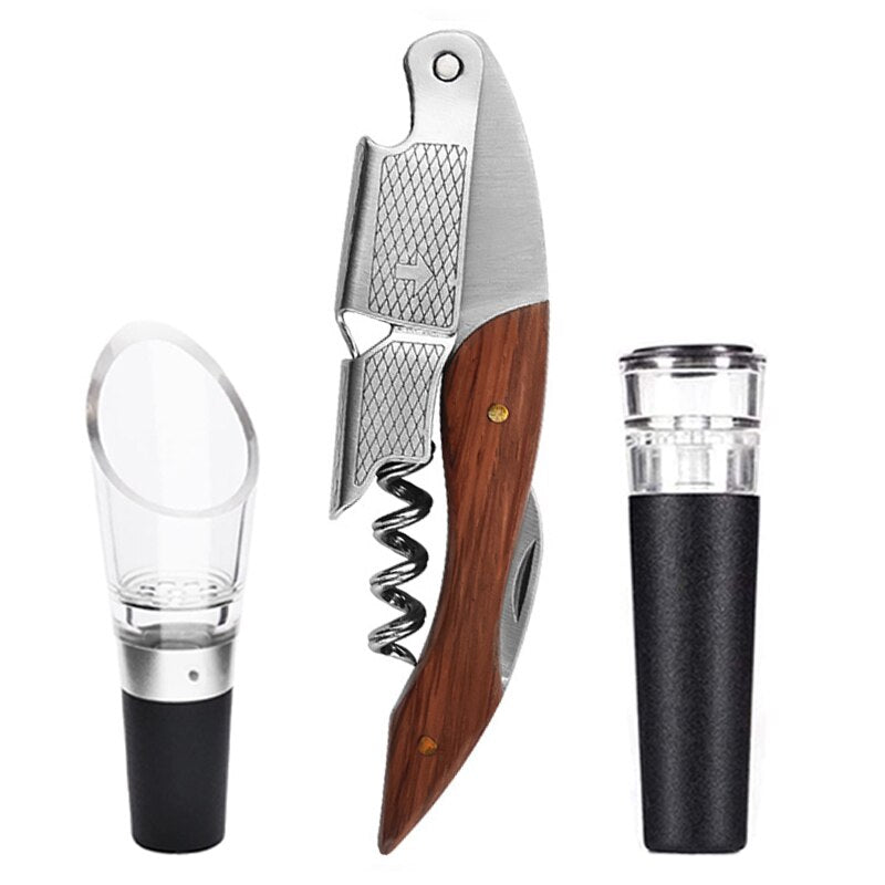 Wine Opener, Waiters Corkscrew, Wine Accessories Gift Set, Including Wine Corkscrew Bottle Opener, Wine Stopper, Wine Pourer