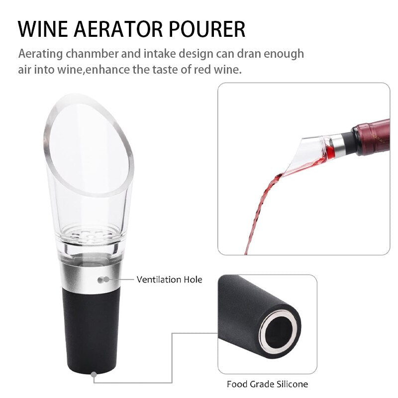 Wine Opener, Waiters Corkscrew, Wine Accessories Gift Set, Including Wine Corkscrew Bottle Opener, Wine Stopper, Wine Pourer