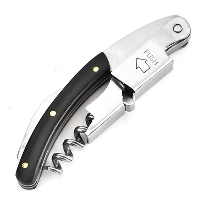 Wine Opener, Waiters Corkscrew, Wine Bottle Opener, 3-in-1 Stainless Steel Wine Key with Foil Cutter for Waiters and Bartenders