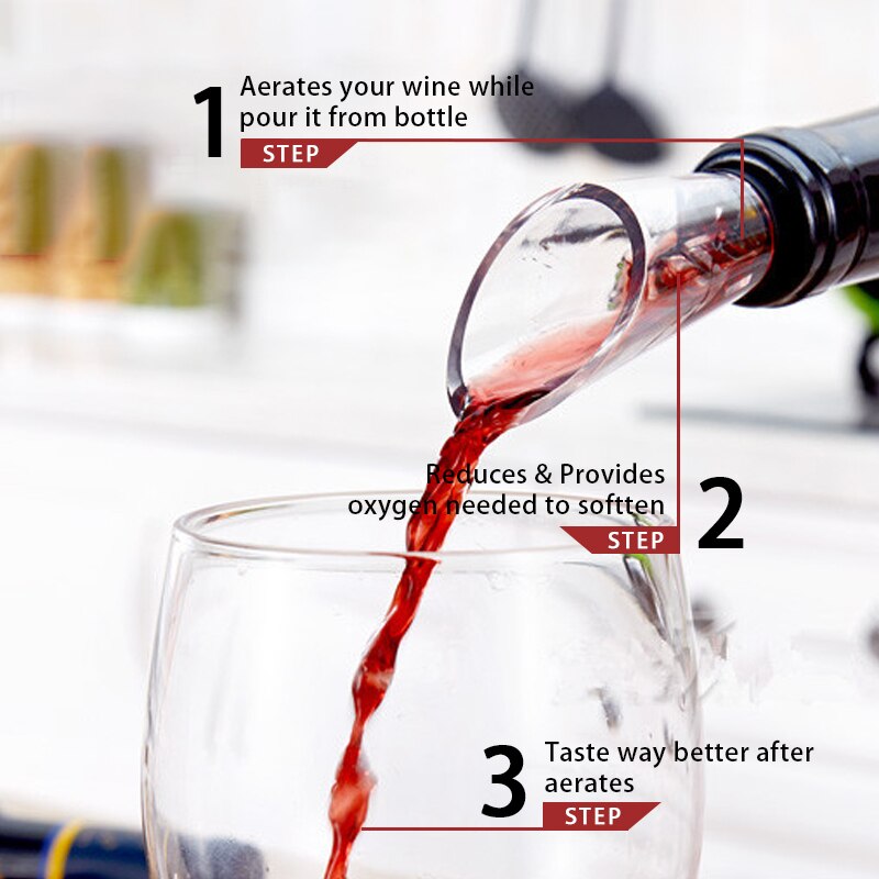 Wine Pourer, No-drips Wine Pourer, Wine Aerator and Pourer Acrylic and Rubber Wine Pourer Aerator Wine Pourer for Wine Lovers