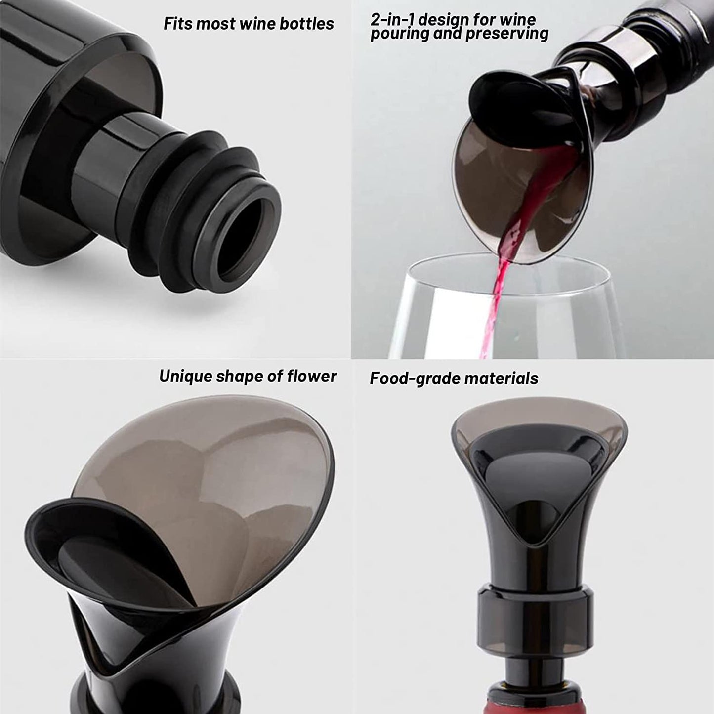 Wine Pourer Spout, 2 in 1 Wine Stopper and Aerator - Flower Shape Wine Bottle Aerator Pourer for Improved Wine Flavor