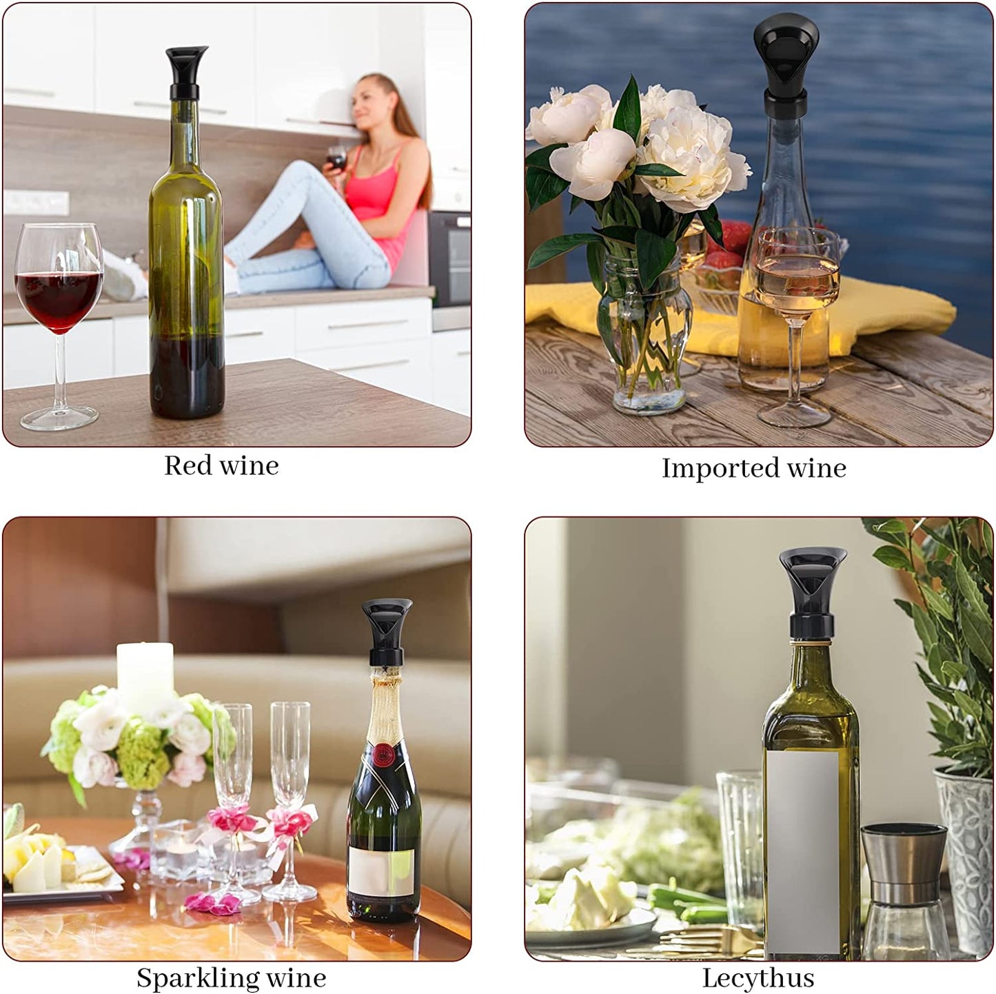 Wine Pourer Spout, 2 in 1 Wine Stopper and Aerator - Flower Shape Wine Bottle Aerator Pourer for Improved Wine Flavor