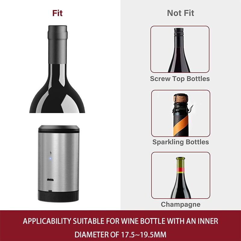 Wine Stopper, Electric Vacuum Wine Stopper, Reusable Wine Bottle Stopper Wine Saver Vacuum Pump with Stopper-Wine Bottle Sealer