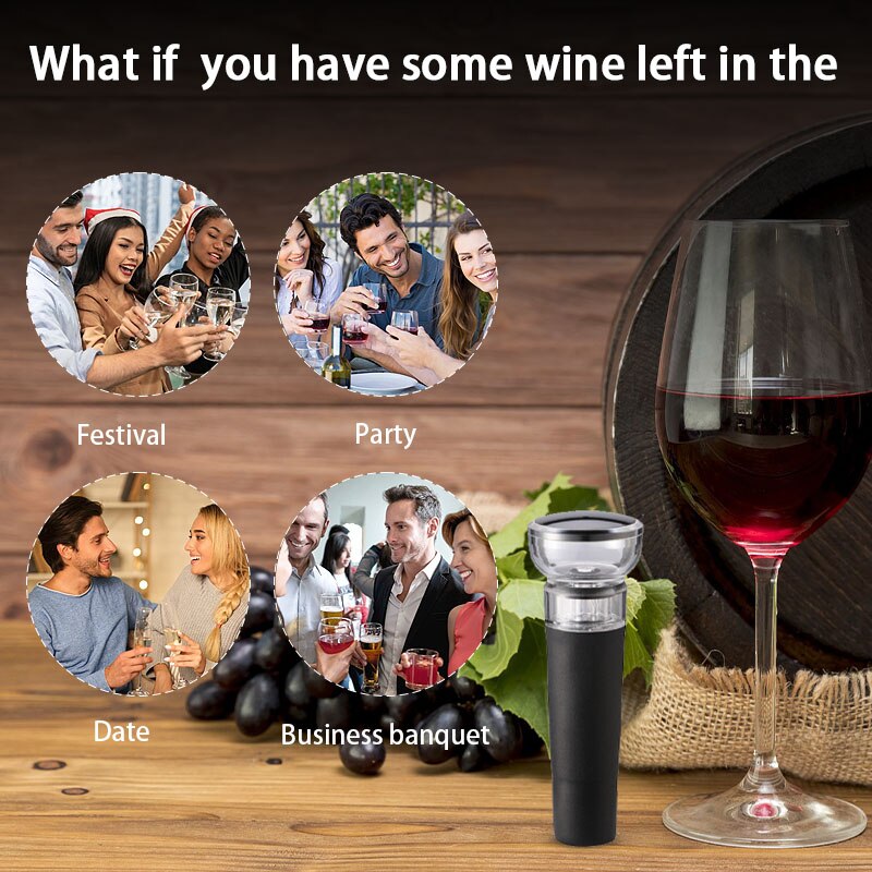 Wine Stoppers, Vacuum Wine Stopper, Silicone Bottle Stoppers with Built-in Vacuum Wine Saver Pump Keep Wine Fresh Sealing